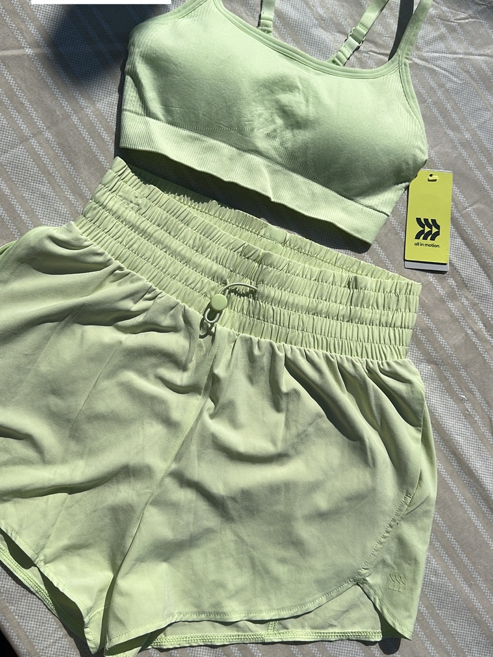 all in motion Mint Green Athletic Bra small and High-Waist Shorts XS ( set )